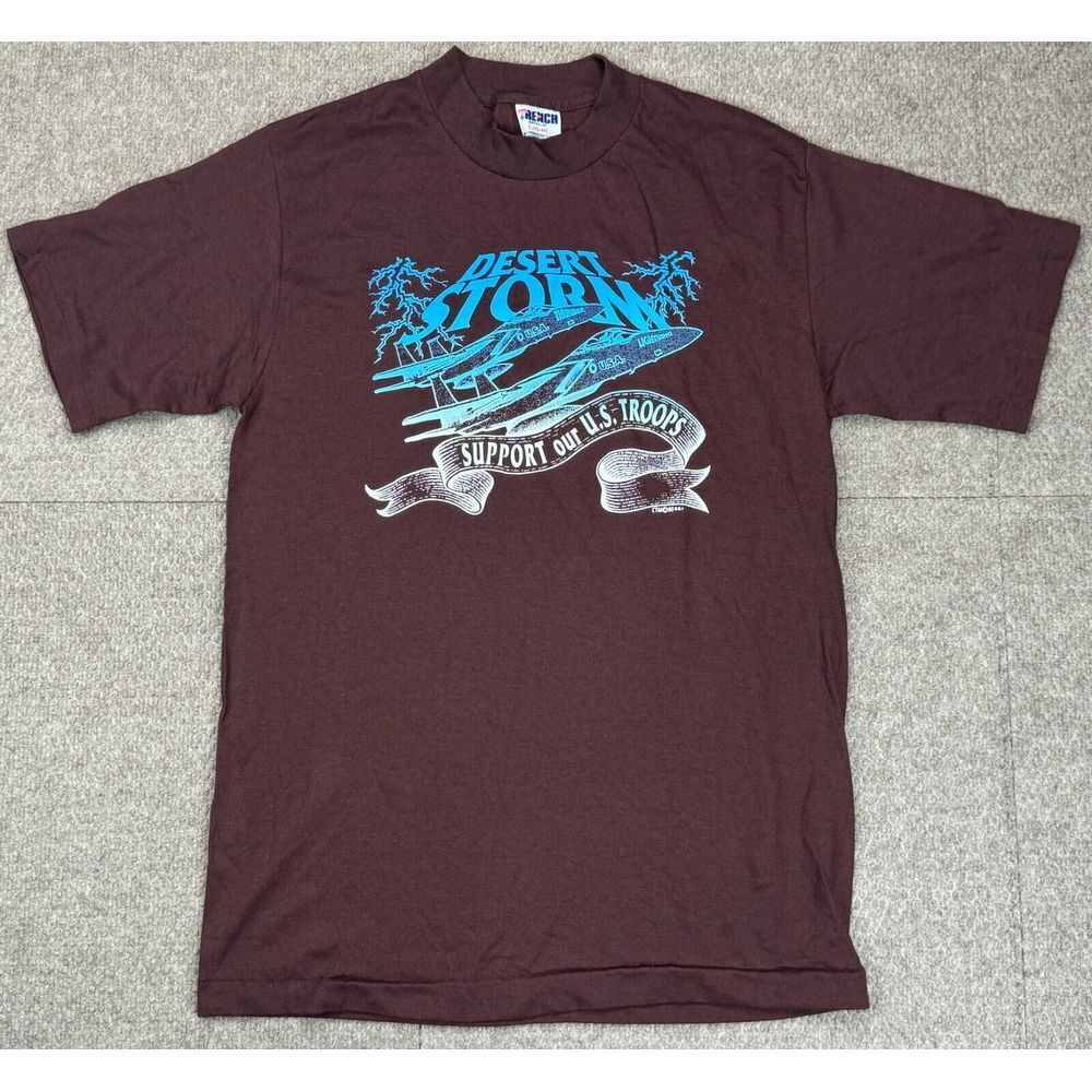 Trench Unisex Multicolored Vintage Desert‎ Storm Made In USA T-Shirt Size Large